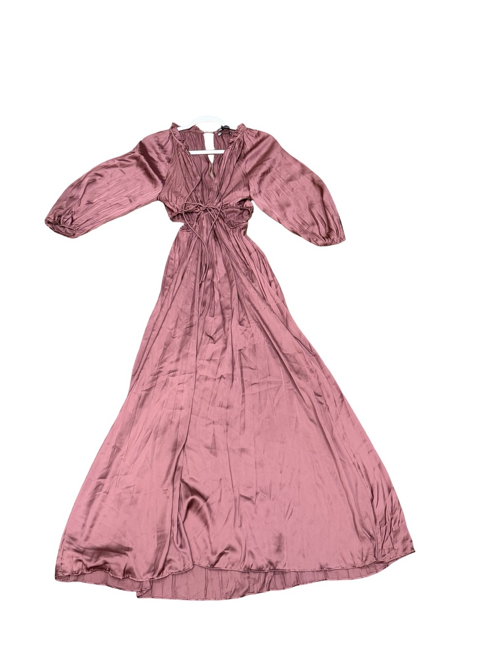 ✨ Zara Satin Effect Cutout Midi Dress Plum Purple Size XS Elegant Slip Dress - Picture 3 of 13